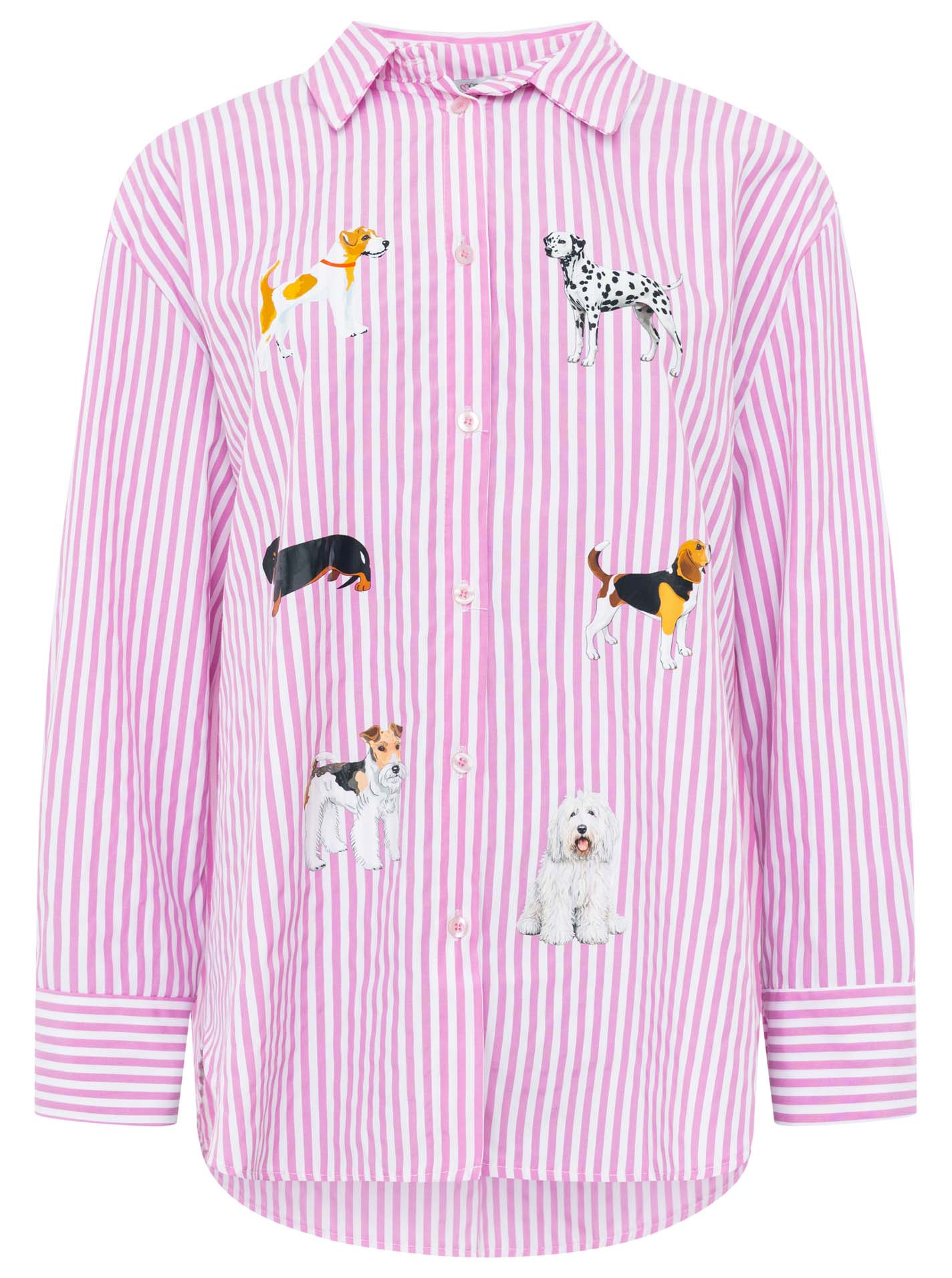 Zwillingsherz - Streifenbluse "Dogs" - Pink