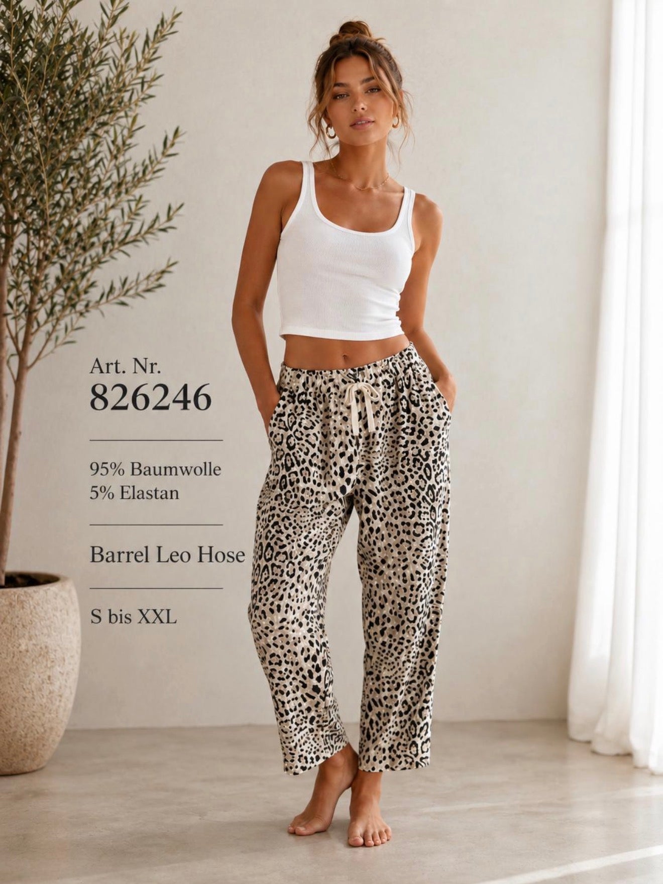 Stilvolle Barrel Joggpants - Leo Beige/Schwarz