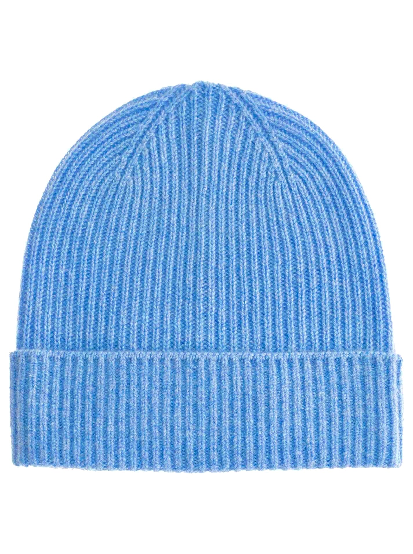 Zwillingsherz - 100% Cashmere Mütze - Mittelblau-