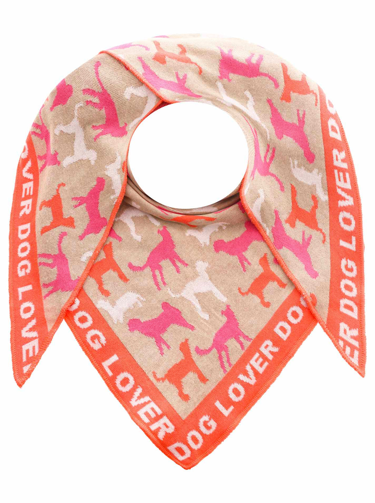 Zwillingsherz - Dreieckstuch "Dog Lover" Baumwolle - Orange/Pink
