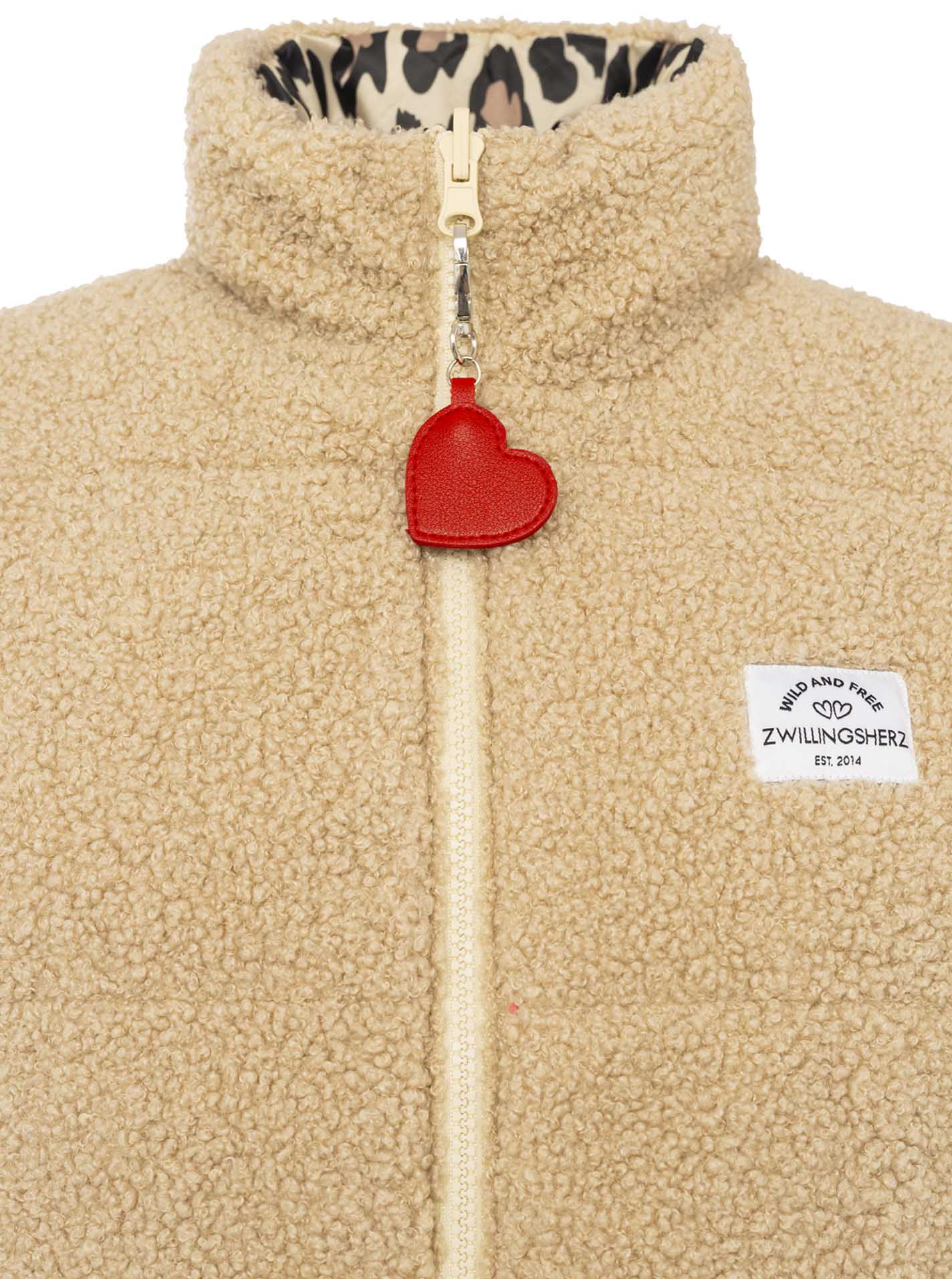 Zwillingsherz - Steppweste Diamant Kurz - Beige/Pink