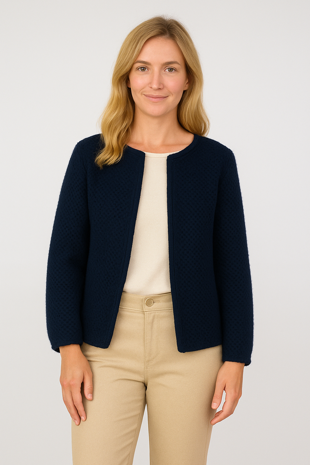 Kurze Strickjacke - Nachtblau