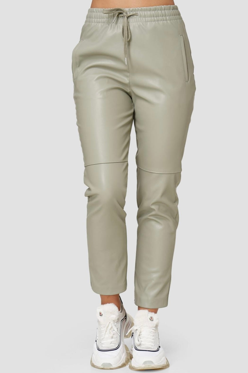 Wasabi - Vegane Leder Joggpants - Salbei