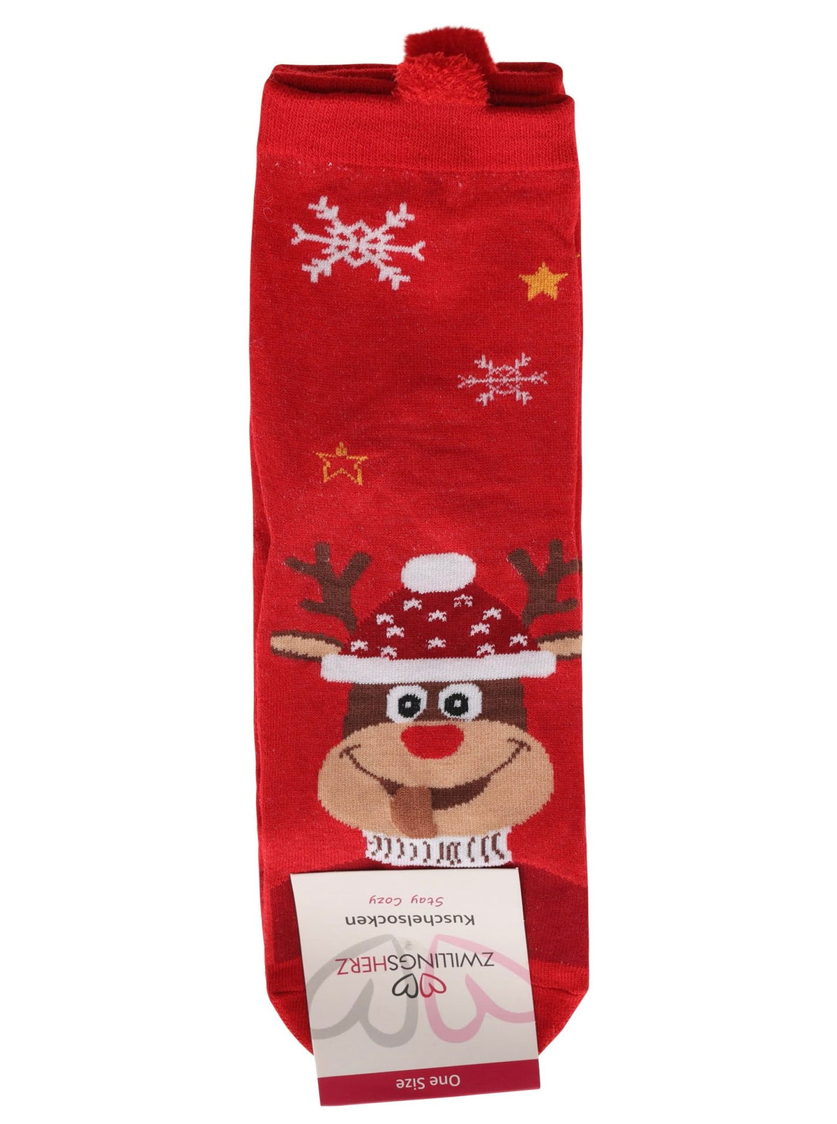Zwillingsherz - Kuschelsocken Rentier - Rot (1x Paar)
