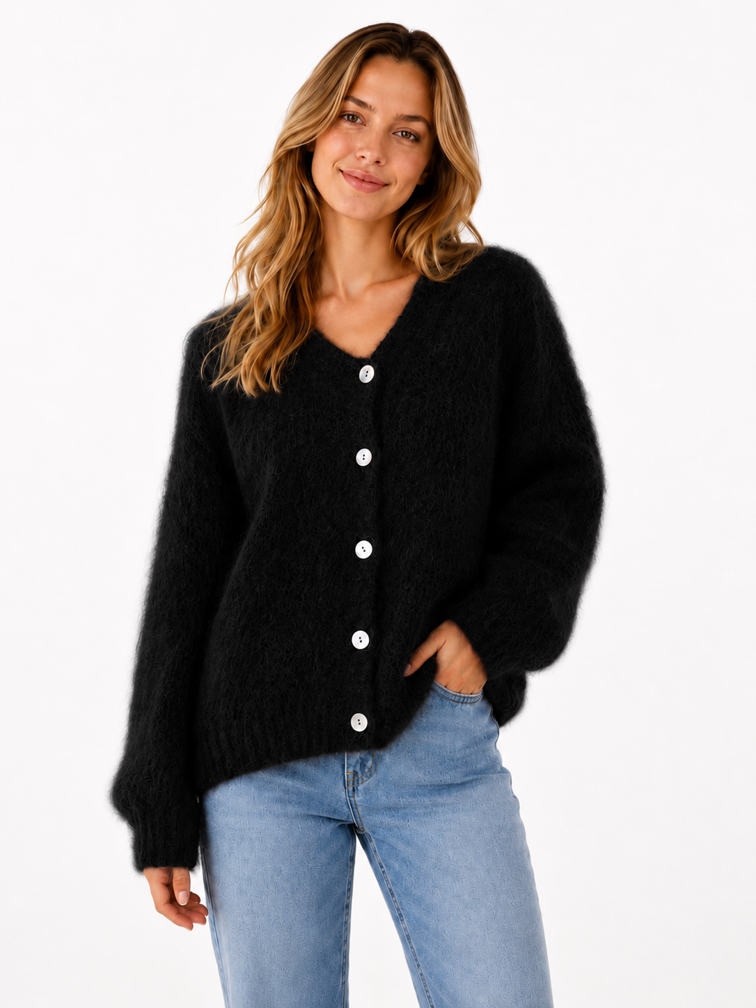 Flair - Cardigan mit feinem Kid Mohair - Schwarz