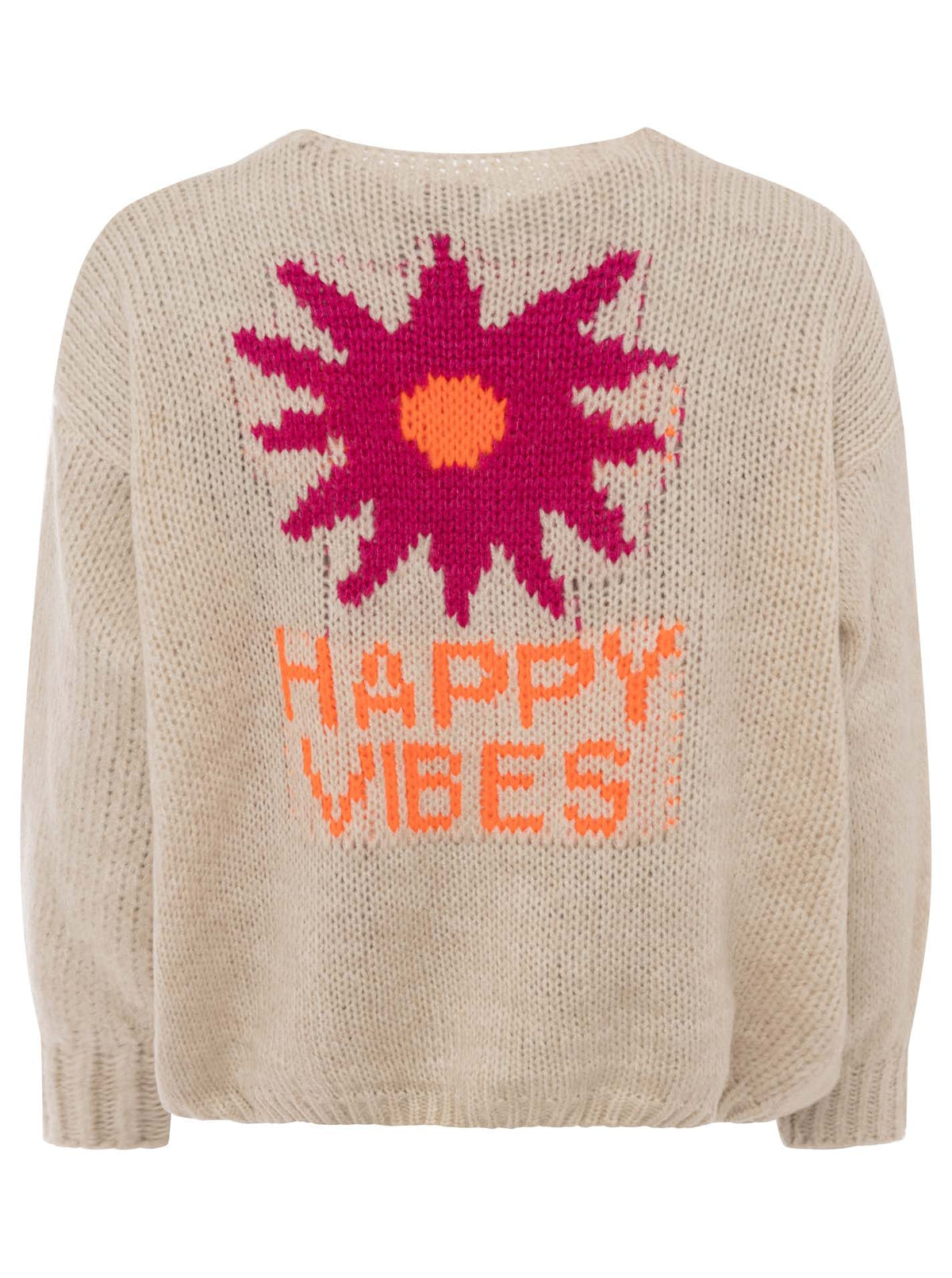 Zwillingsherz - Weicher Oversize Cardigan Happy Vibes - Made in Italy - Mittelbeige