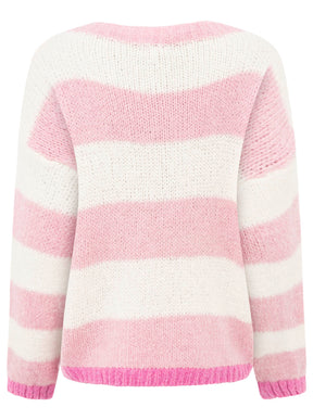 Zwillingsherz Pullover mit Streifen Smile - Pink/Creme