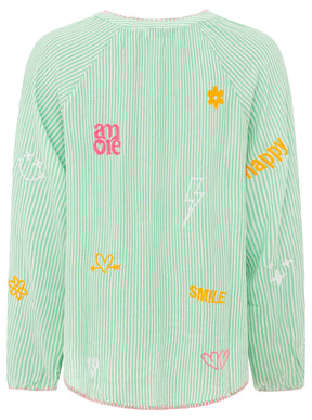 Zwillingsherz - Bluse V-Ausschnitt "Smile & Amore" - Grün