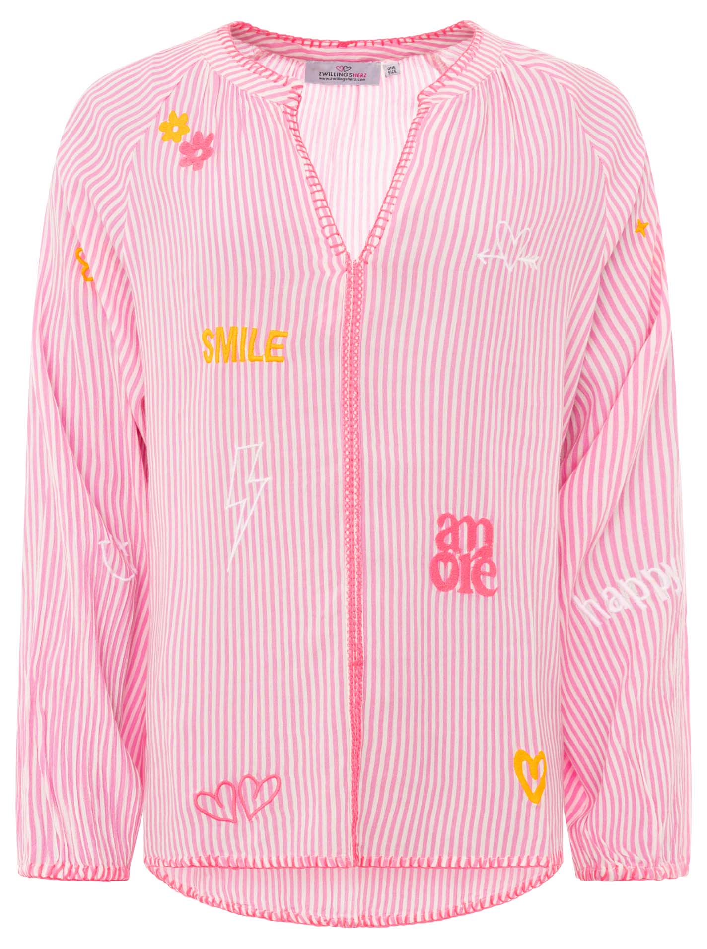 Zwillingsherz - Bluse V-Ausschnitt "Smile & Amore" - Pink