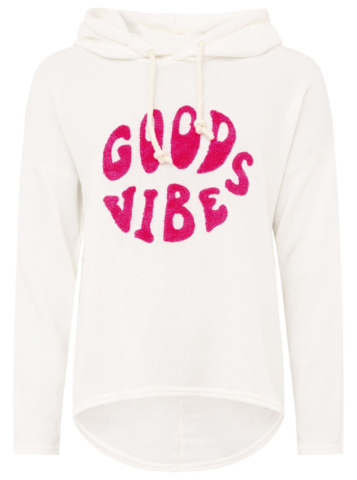 Zwillingsherz - Made in Italy Hoodie "Good Vibes" - Weiß/Pink