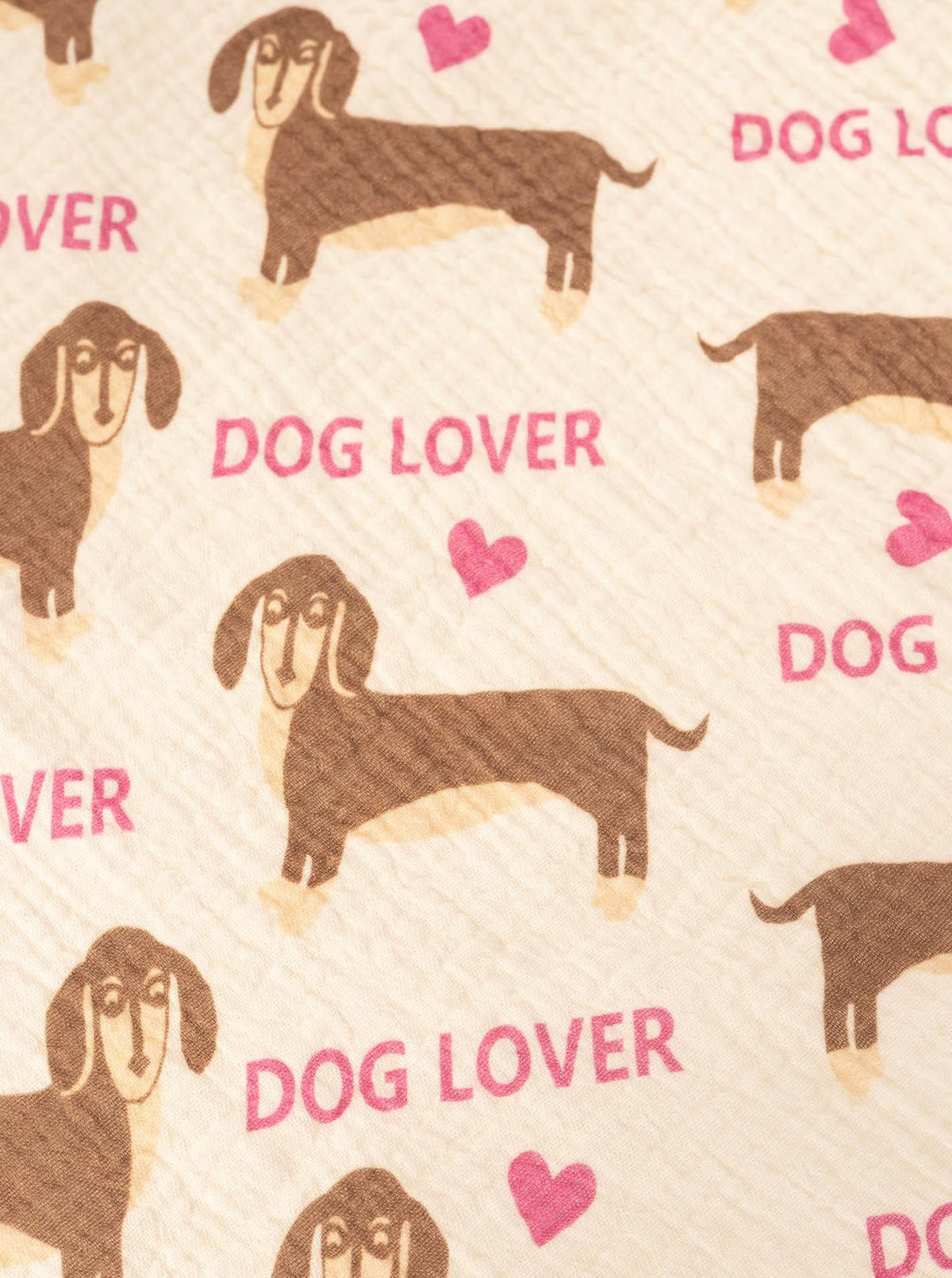 Zwillingsherz - Musselin Dreieckstuch "Dog Lover" Baumwolle - Beige/Pink