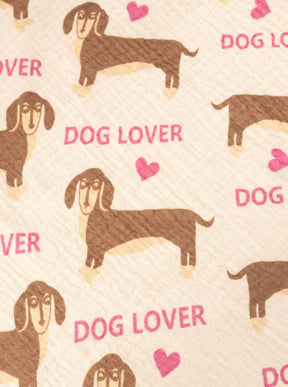 Zwillingsherz - Musselin Dreieckstuch "Dog Lover" Baumwolle - Beige/Pink