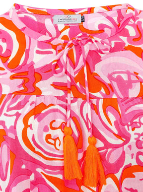 Zwillingsherz - Langarmbluse Aquarell - Pink/Orange