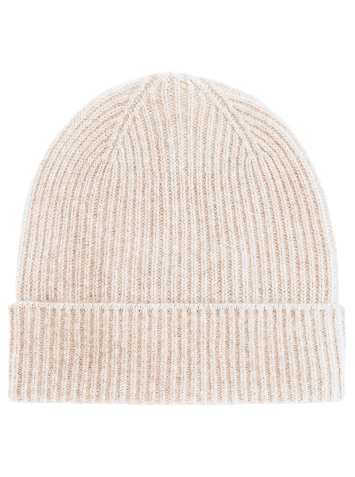 Zwillingsherz Damen Kaschmir-Rippstrick-Mütze (100% Cashmere) - Hellbeige