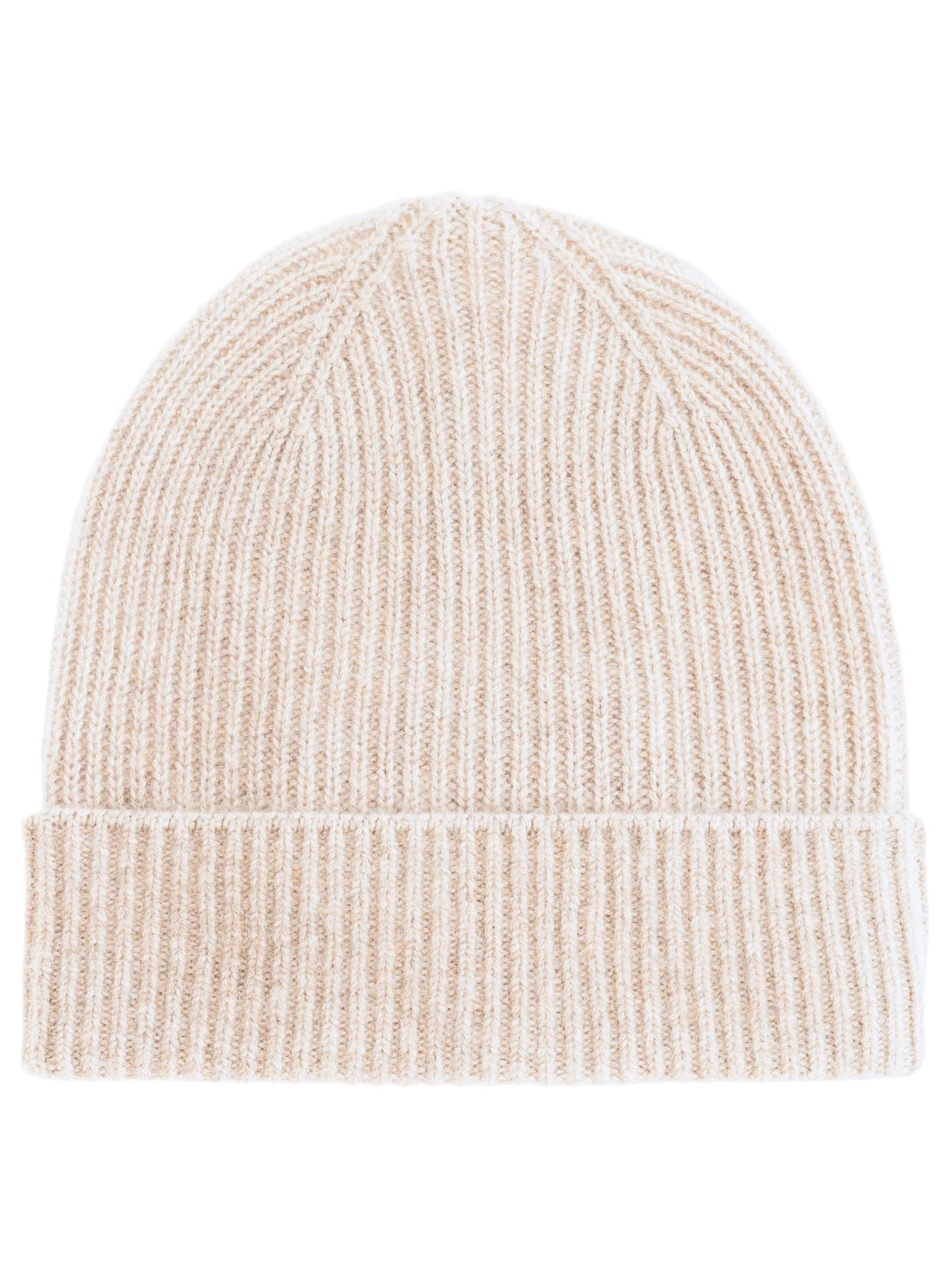 Zwillingsherz Damen Kaschmir-Rippstrick-Mütze (100% Cashmere) - Hellbeige