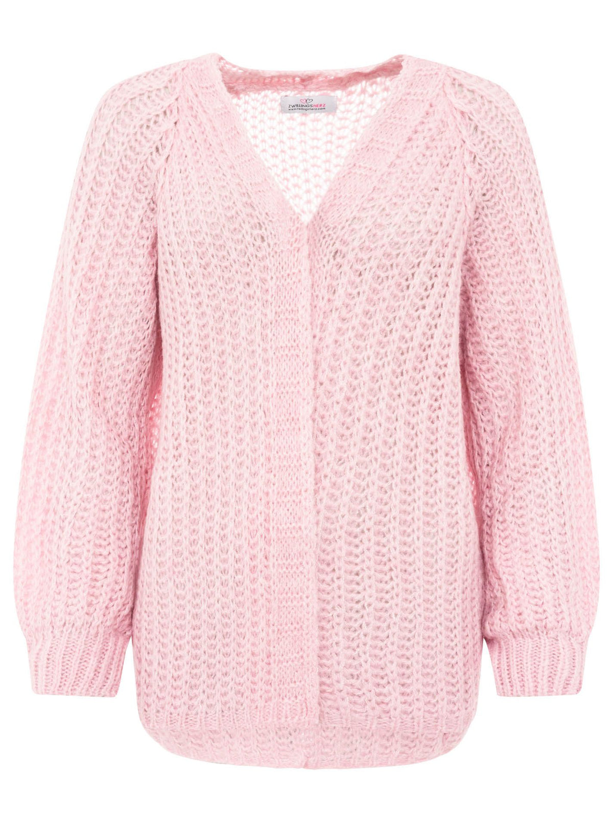 Zwillingsherz - Weicher Grobstrick Cardigan mit Wolle - Rosa