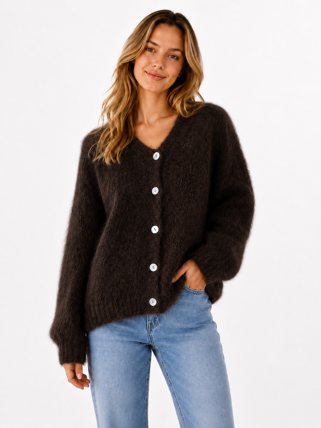 Flair - Cardigan mit feinem Kid Mohair - Braun