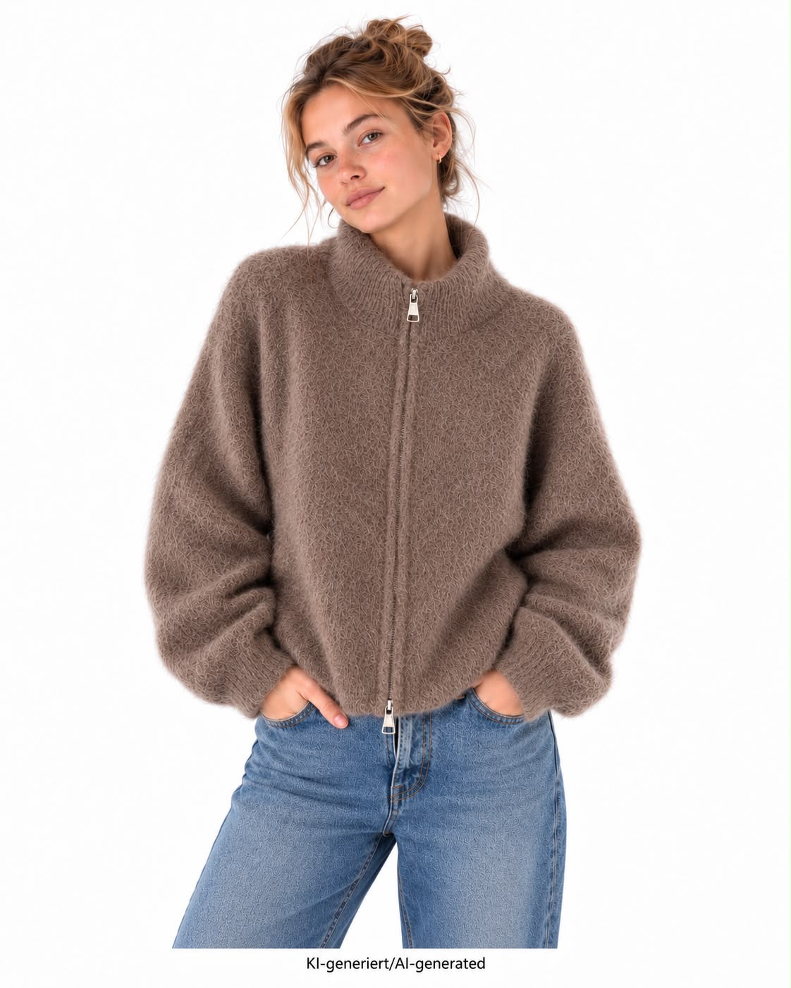 Flair - Kid Mohair Zip Jacke - Taupe