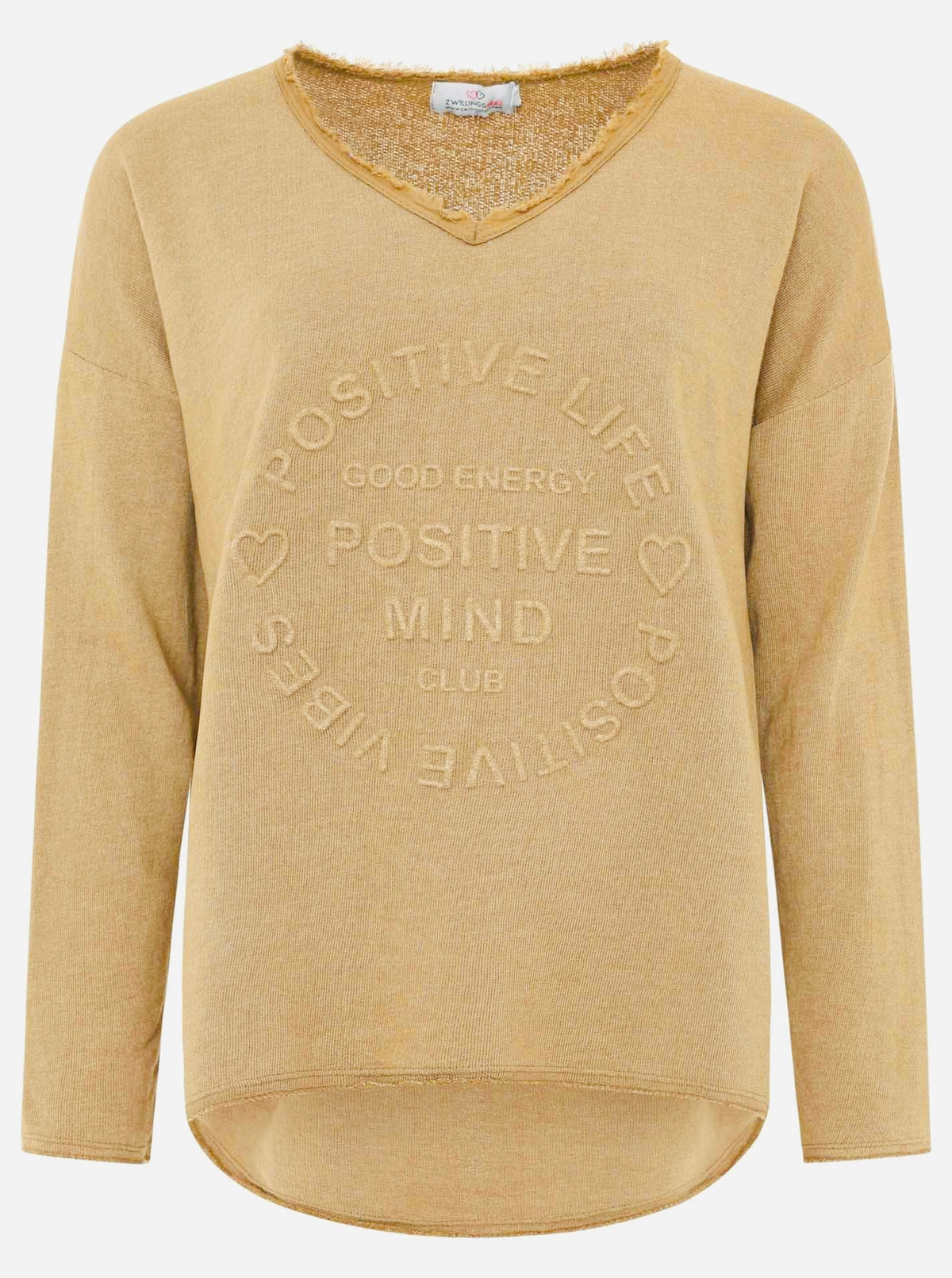 Zwillingsherz -  Sweatshirt „Positive Mind“ - Mittelbeige