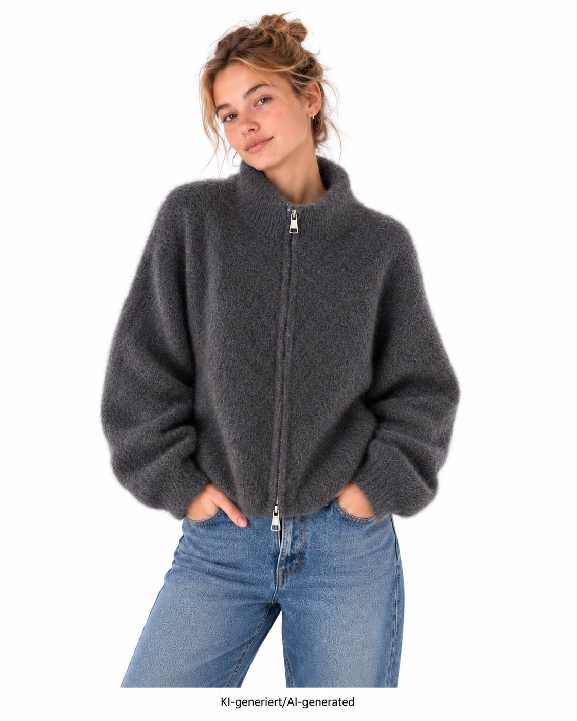 Flair - Kid Mohair Zip Jacke - Anthrazit