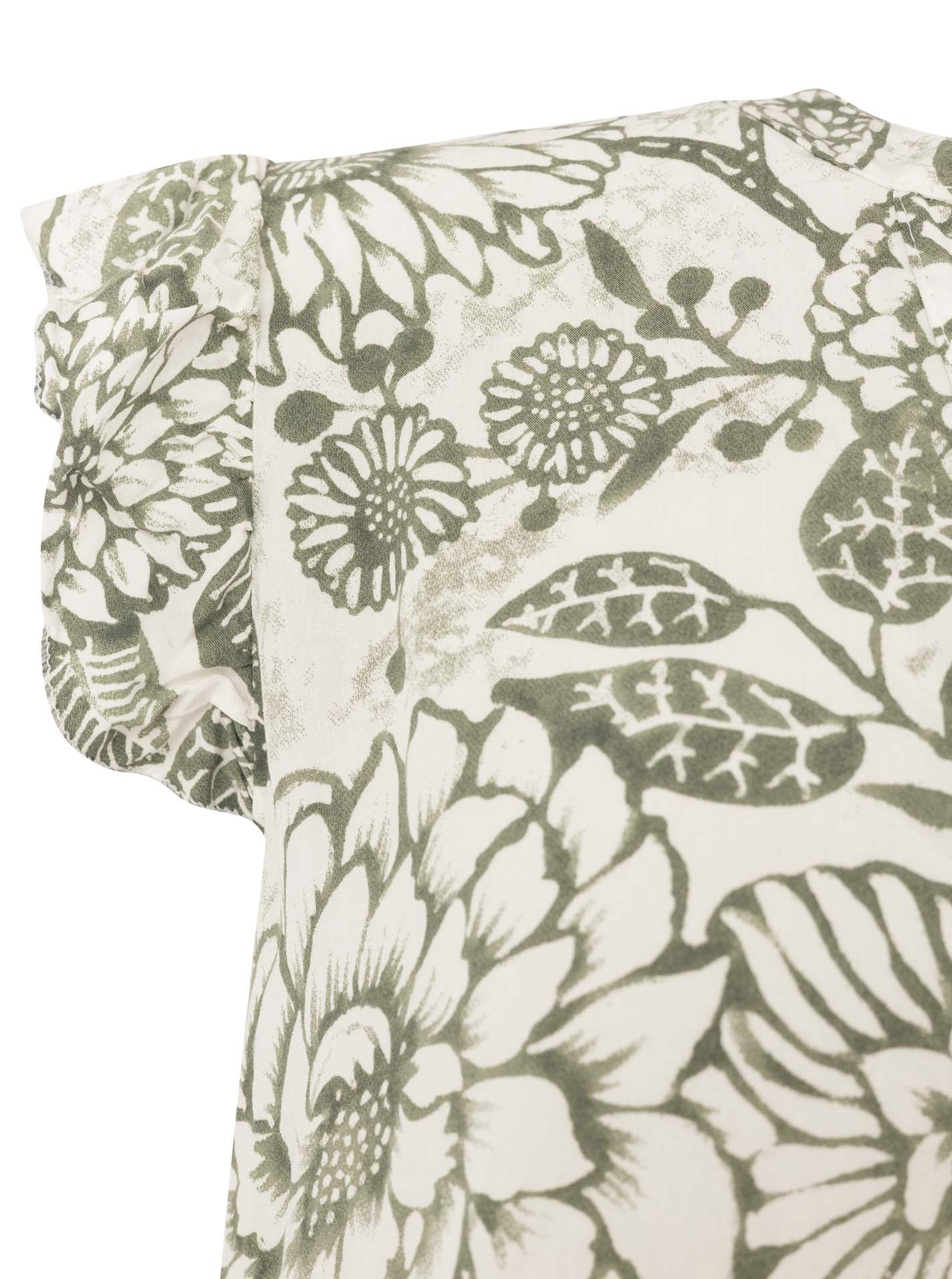 Zwillingsherz - Ärmelloses Viskose Kleid "Flowers" - Grün (SuperSale - keine Retoure)
