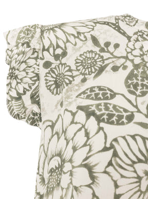 Zwillingsherz - Ärmelloses Viskose Kleid "Flowers" - Grün (SuperSale - keine Retoure)