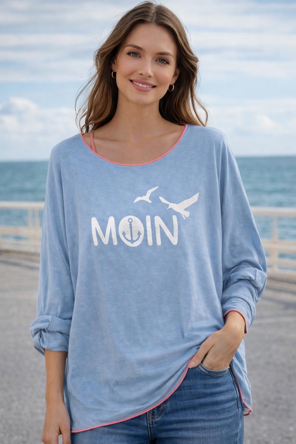 Flair - Leichtes Sweatshirt "Moin Anker" - Hellblau