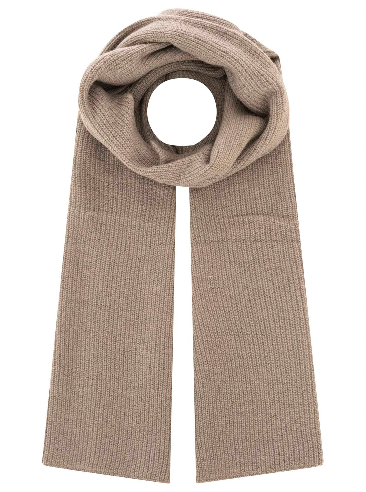 Zwillingsherz 100% Kaschmir Gerippter Schal "Cozy" - Taupe