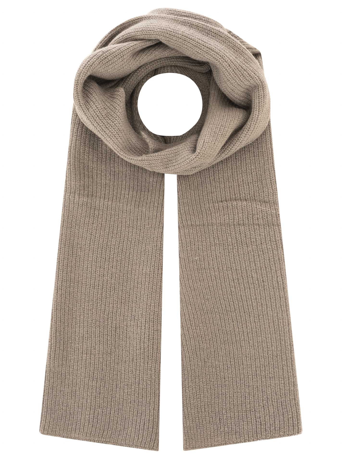 Zwillingsherz 100% Kaschmir Gerippter Schal "Cozy" - Taupe