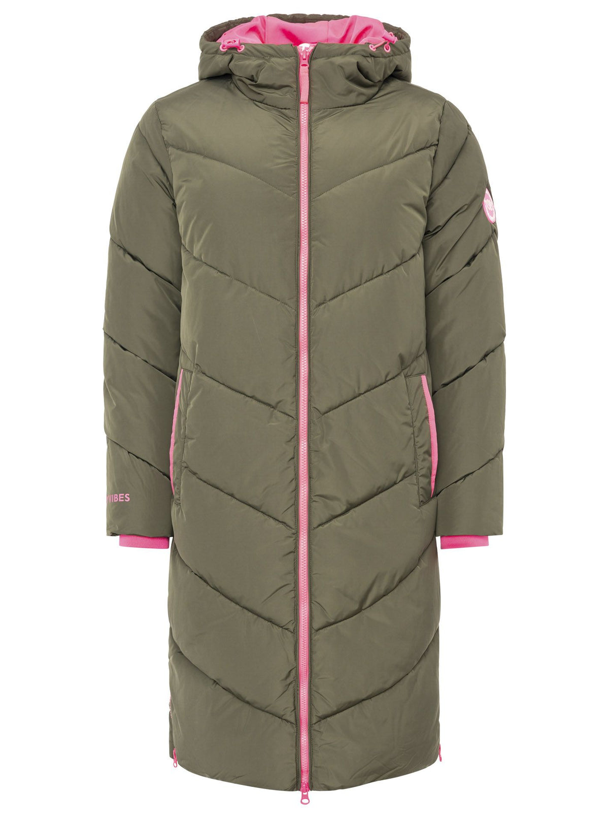 Zwillingsherz - Steppmantel / Steppjacke "Happy Vibes" - Khaki