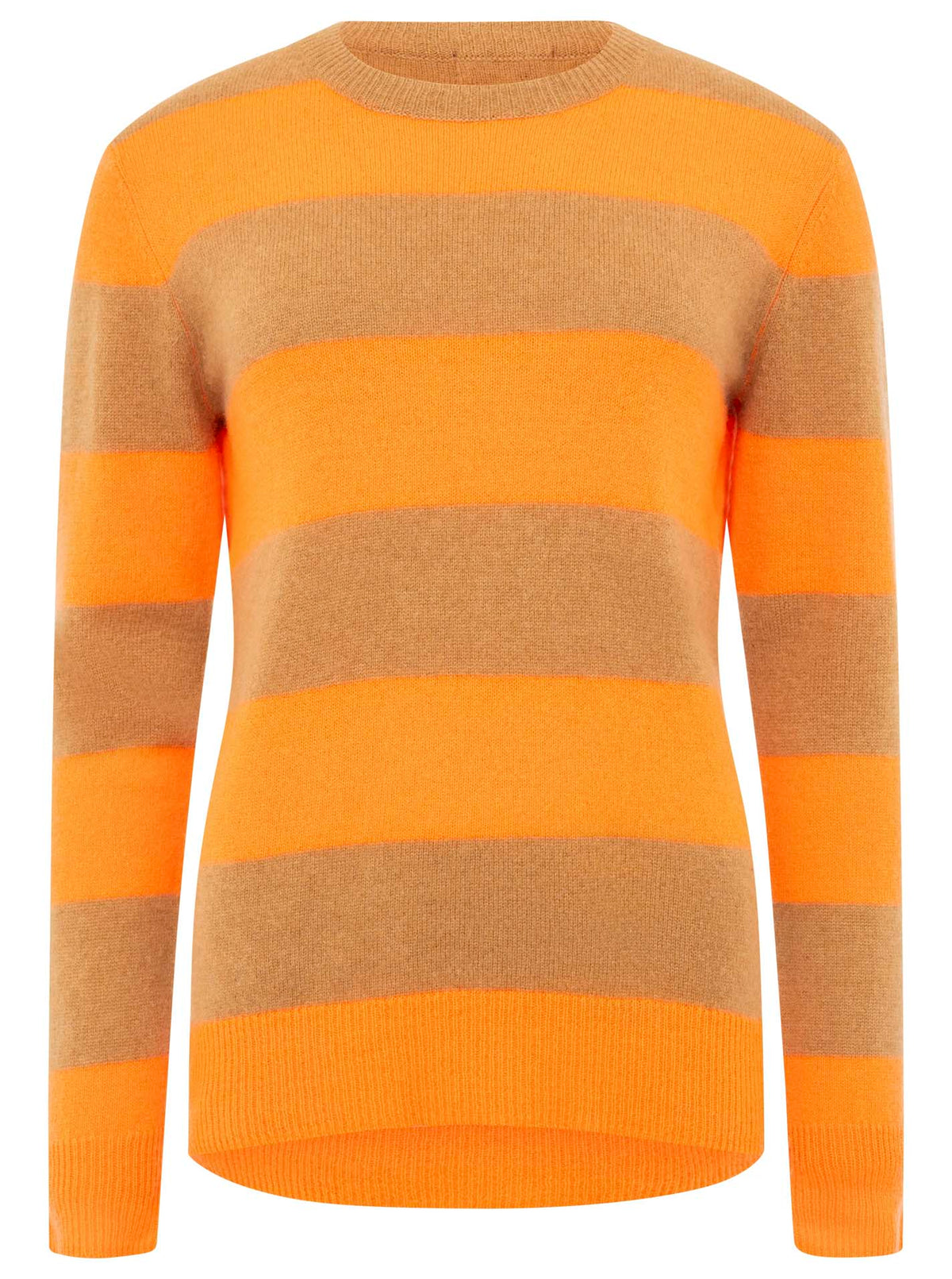 Zwillingsherz Kaschmir Pullover Streifen - Orange/Taupe