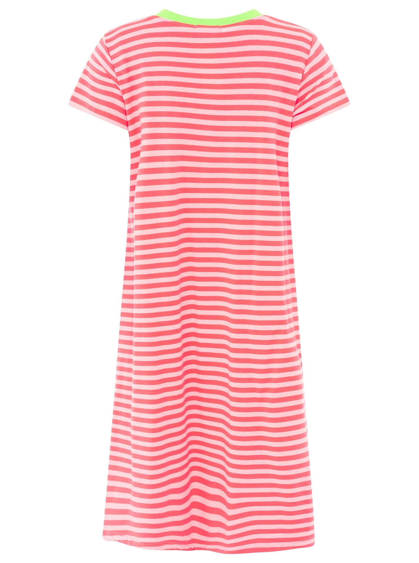 Zwillingsherz - Sweat Kleid "Neon Streifen" - Pink