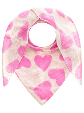 Zwillingsherz Schal - 100% Kaschmir /Cashmere Dreieckstuch "Herzchen" Grau/Pink