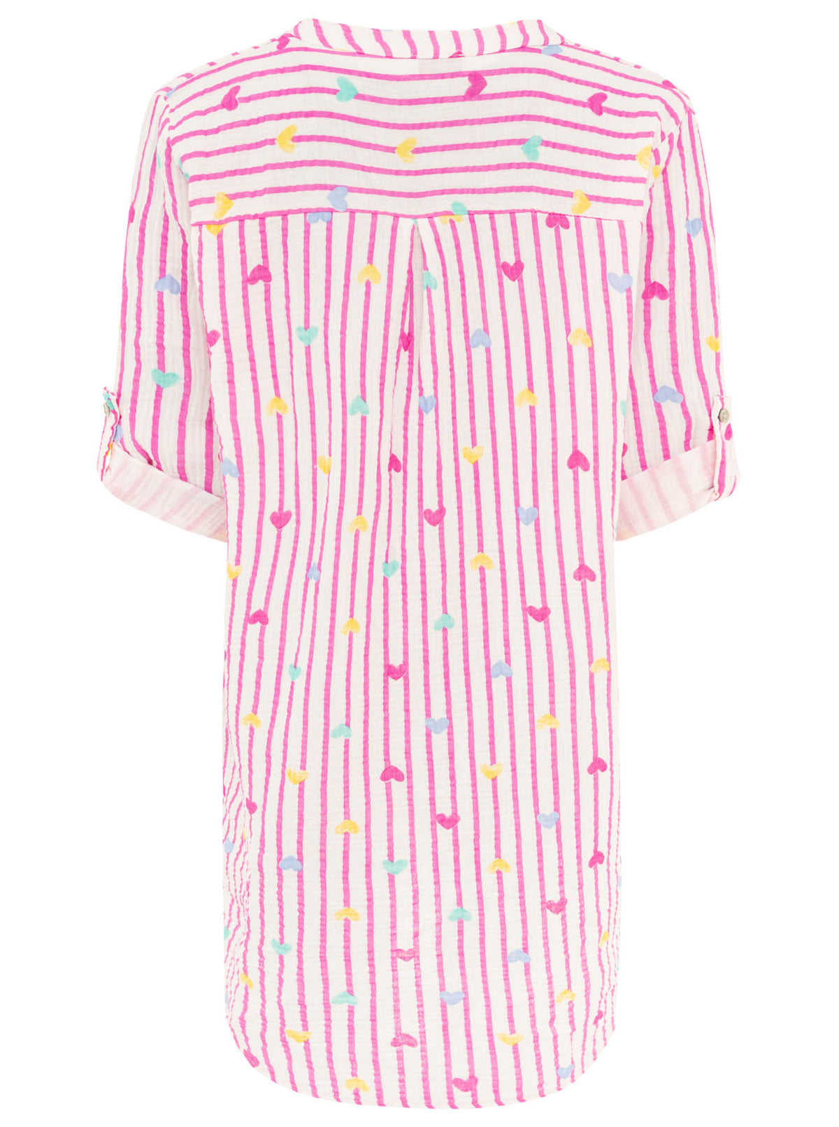 Zwillingsherz - Musselin Tunika/Kleid Herz & Streifen - Pink