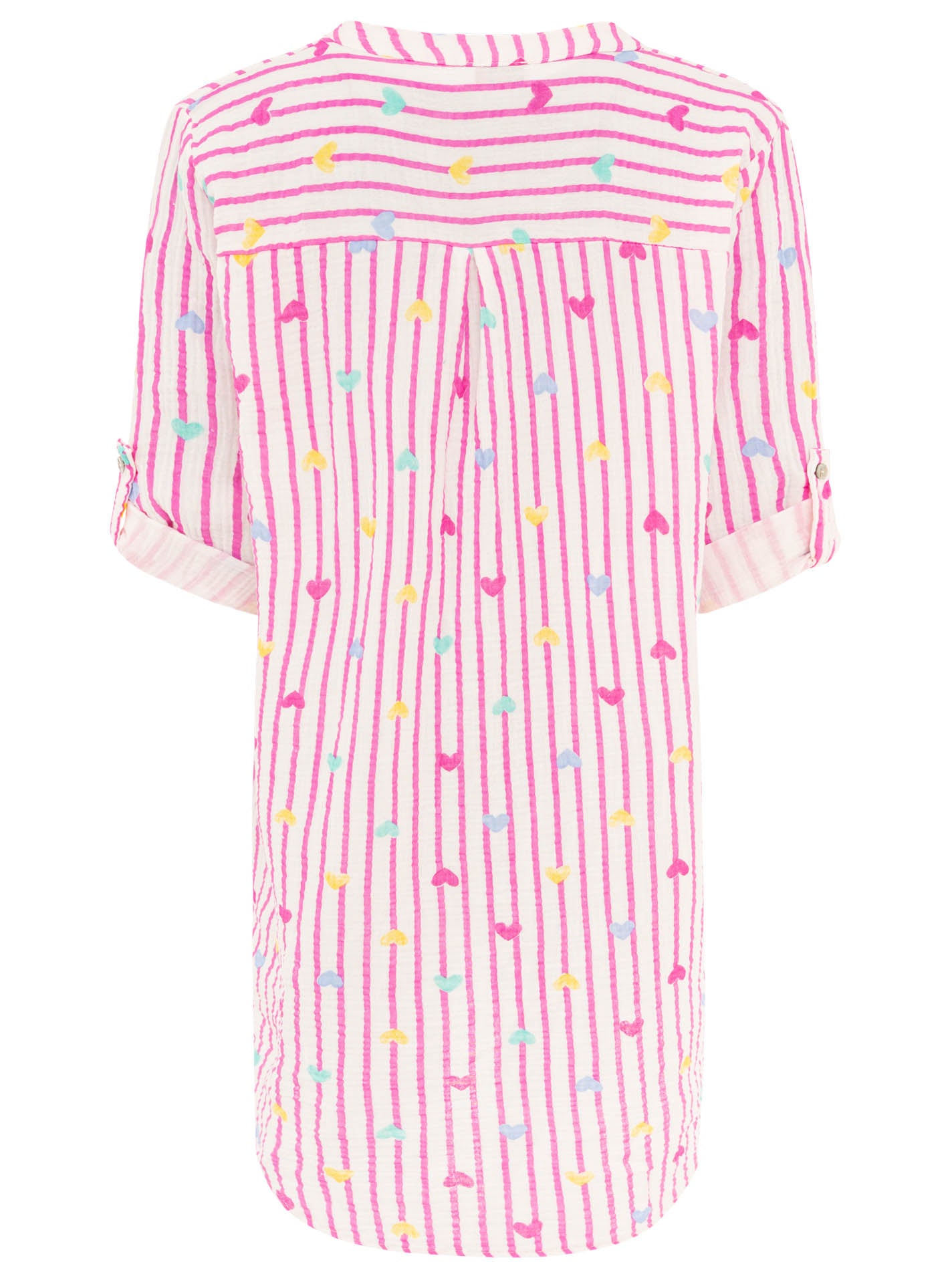 Zwillingsherz - Musselin Tunika/Kleid Herz & Streifen - Pink