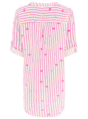Zwillingsherz - Musselin Tunika/Kleid Herz & Streifen - Pink