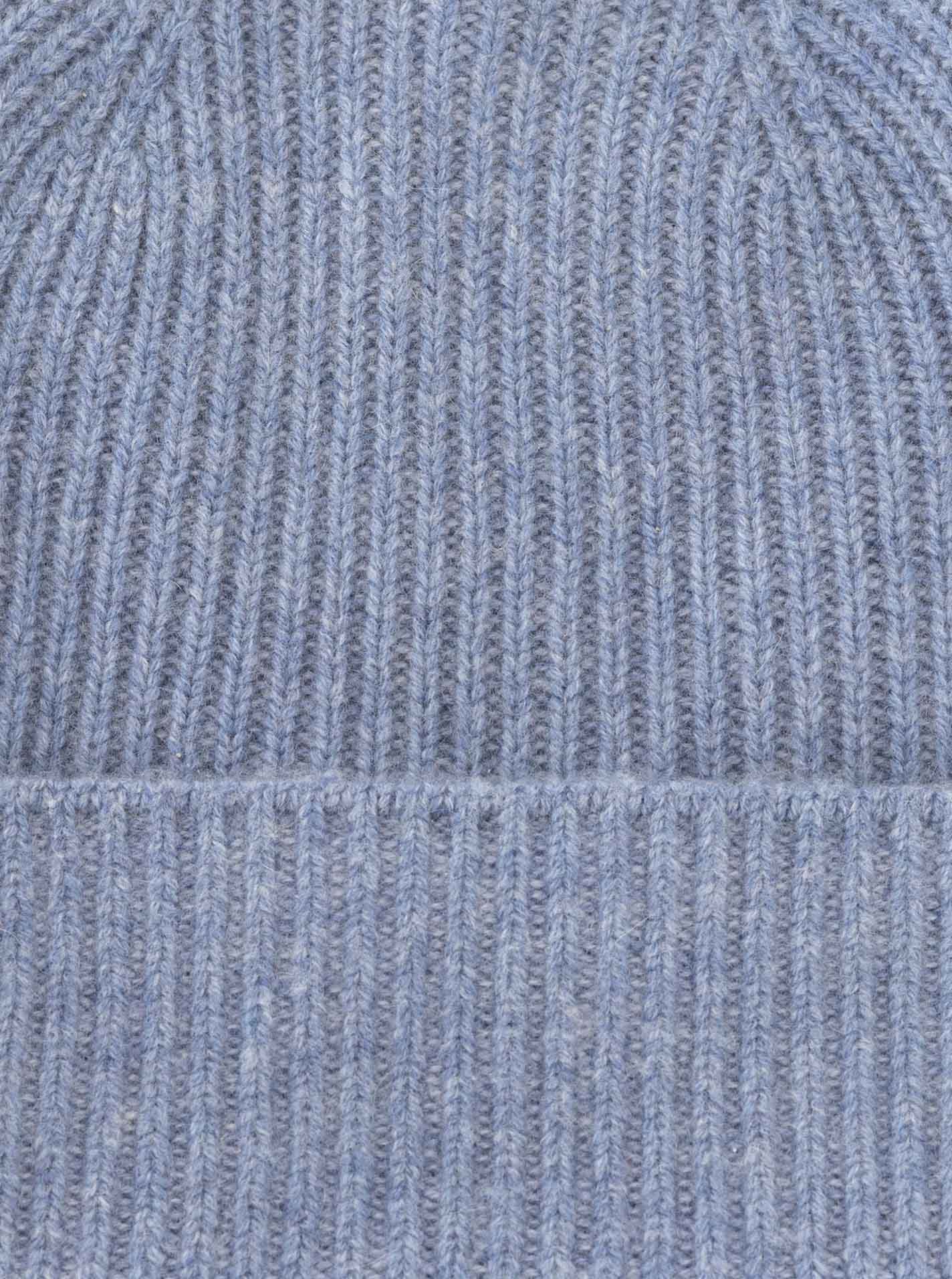 Zwillingsherz Kaschmir Umschlagmütze "Rippstrick" (100% Cashmere) - Jeansblau
