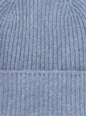 Zwillingsherz Kaschmir Umschlagmütze "Rippstrick" (100% Cashmere) - Jeansblau