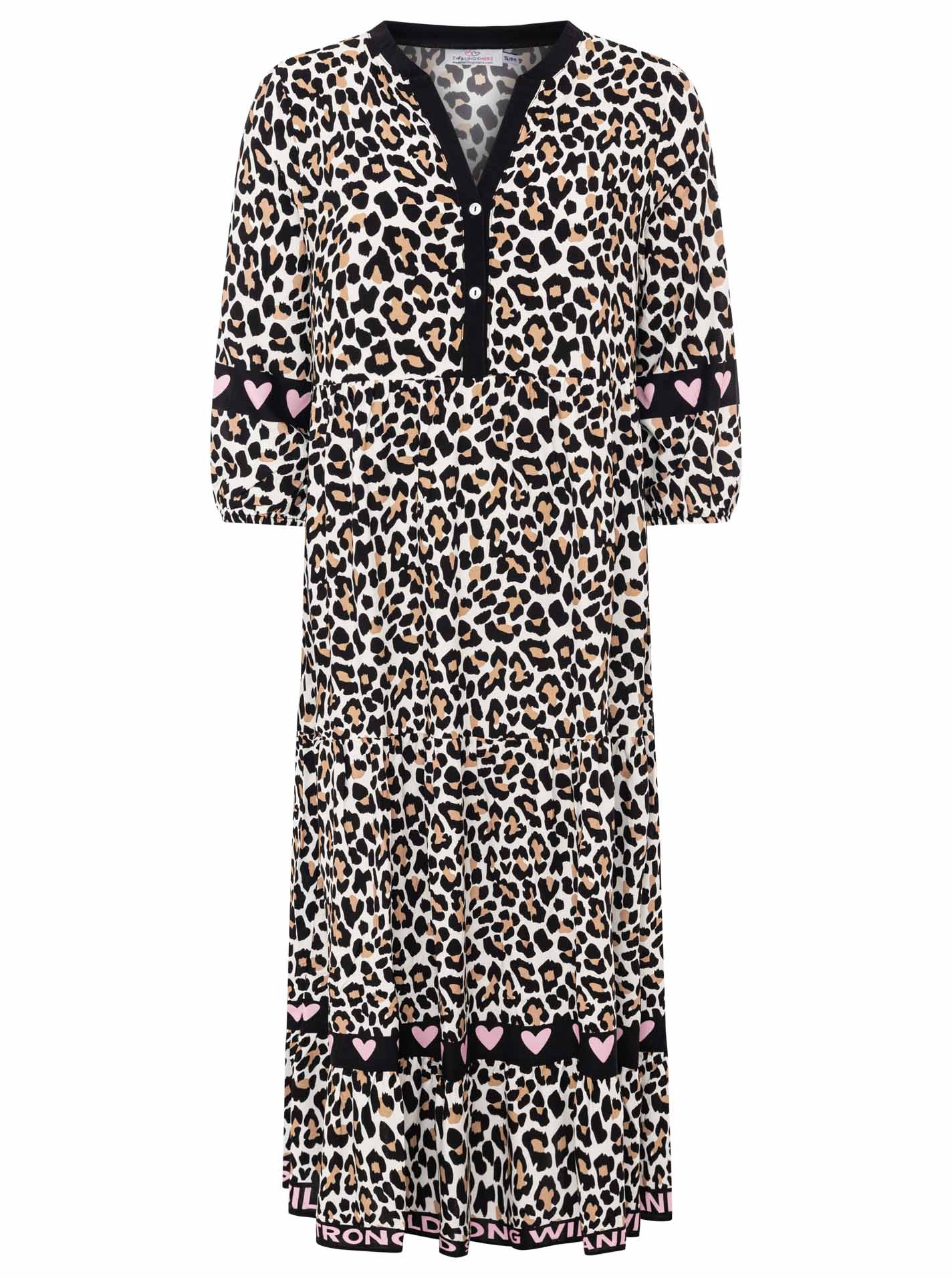 Zwillingsherz - Maxi Kleid Leo Wild Love  - Beige/Schwarz