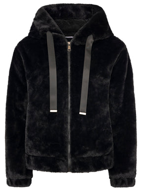 Zwillingsherz Teddy Plüsch Jacke - Schwarz