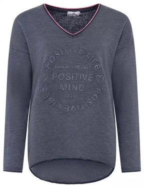 Zwillingsherz -  Sweatshirt "Positive Mind" Neonrand - Marine/Pink