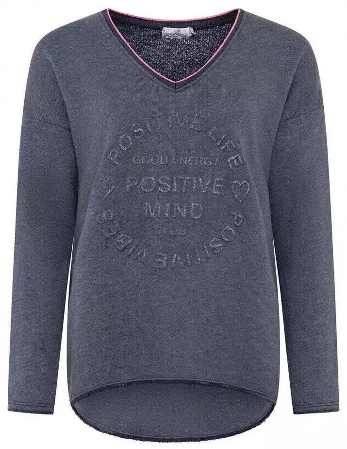 Zwillingsherz -  Sweatshirt "Positive Mind" Neonrand - Marine/Pink