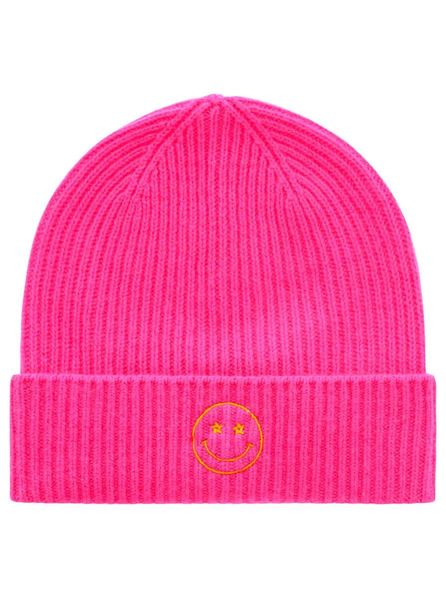 Zwillingsherz - Cashmere Rippstrick Mütze Smiley - Pink