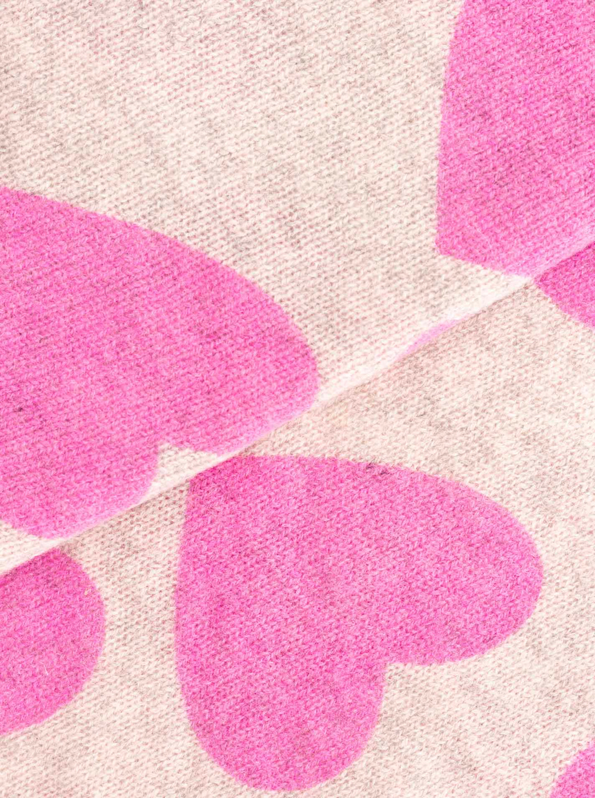 Zwillingsherz Schal - 100% Kaschmir /Cashmere Dreieckstuch "Herzchen" Grau/Pink