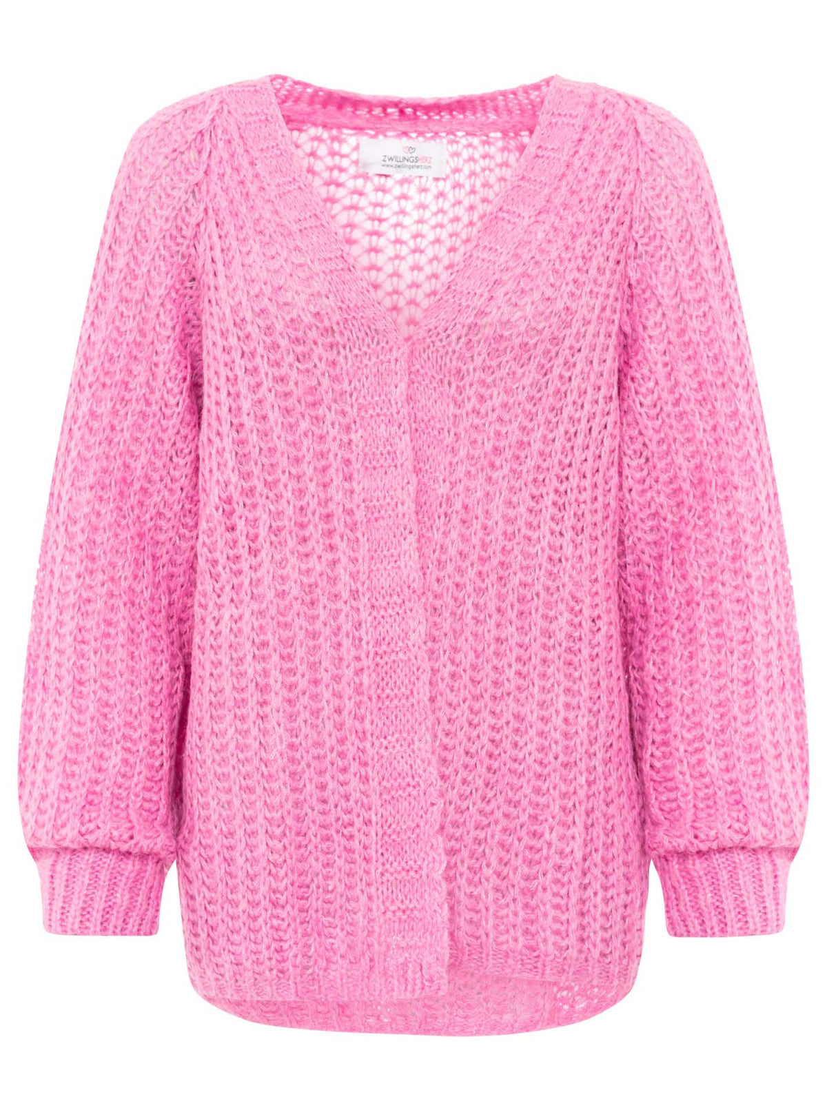 Zwillingsherz - Weicher Grobstrick Cardigan mit Wolle - Pink