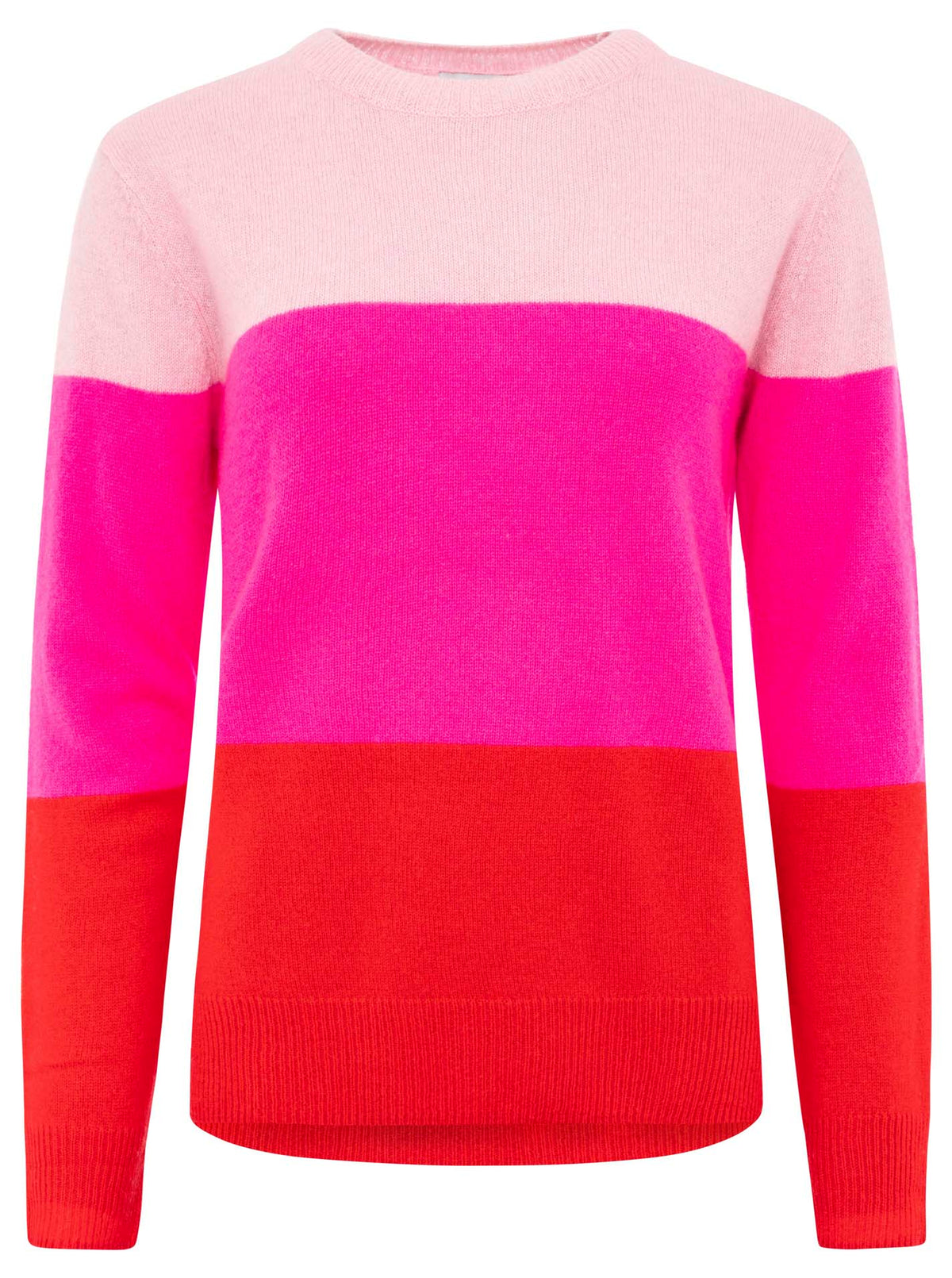 Zwillingsherz 100% Kaschmir / Cashmere Pullover Streifen 3-Farbig - Neonpink