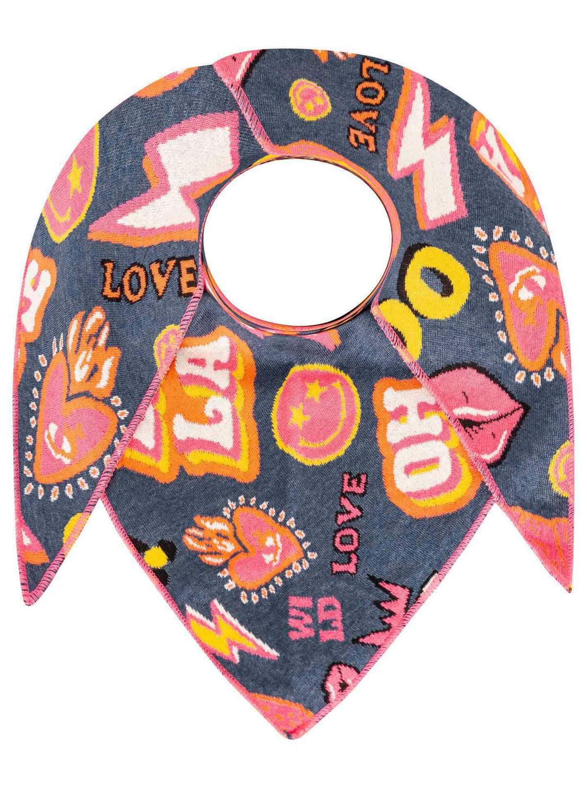 Zwillingsherz Schal - Dreieckstuch "Oops Love" Baumwolle - Dunkelblau