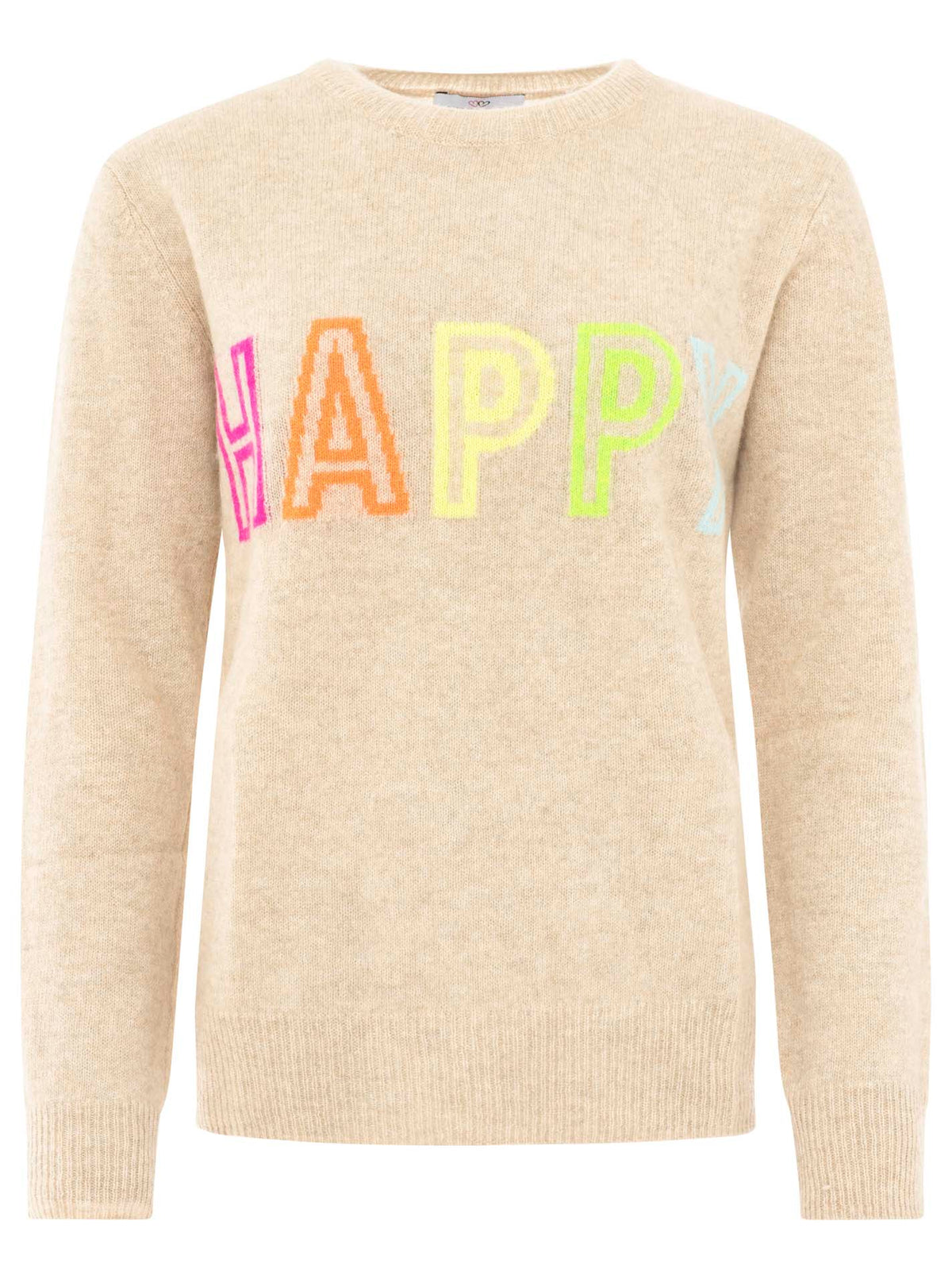 Zwillingsherz 100% Kaschmir Pullover Happy - Hellbeige