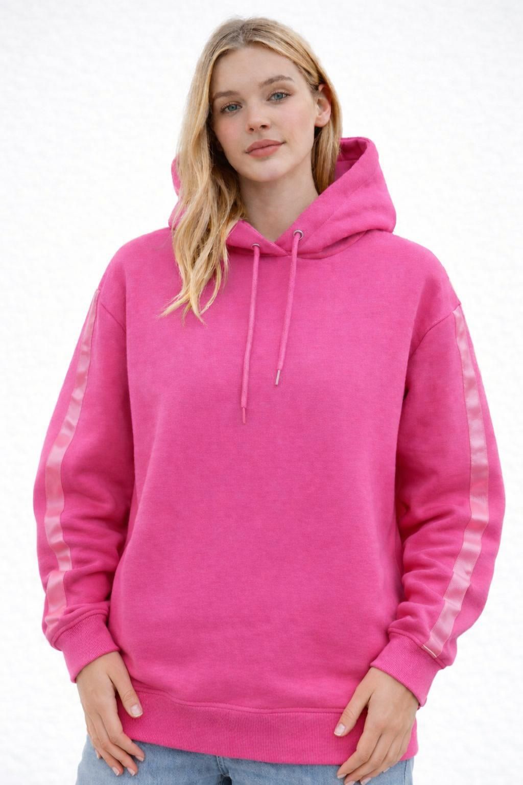 Flair - Basic Hoodie mit Satinstreifen - Bubblegum