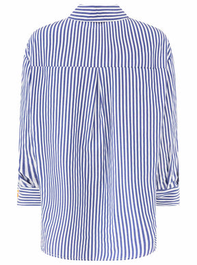 Zwillingsherz - Oversize Bluse "Streifen & Amore" - Navy